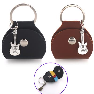 Sac de Rangement pour Médiators de Guitare Porte-Clés Porte-Médiators en Cuir Avec Pendentif Guitare Pour Sac Décoration Porte-Clés
