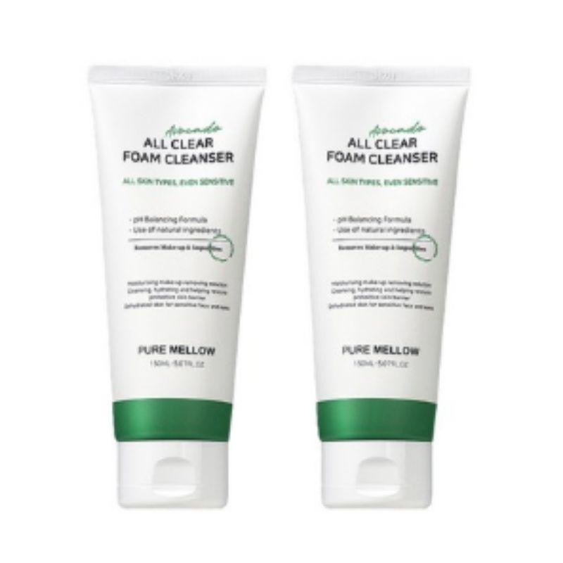 PURE MELLOW Avocado All Clear Foam Cleanser 150ml x2 Set Deep Cleansing Hydrating Nourishing Korean Face Wash Duo