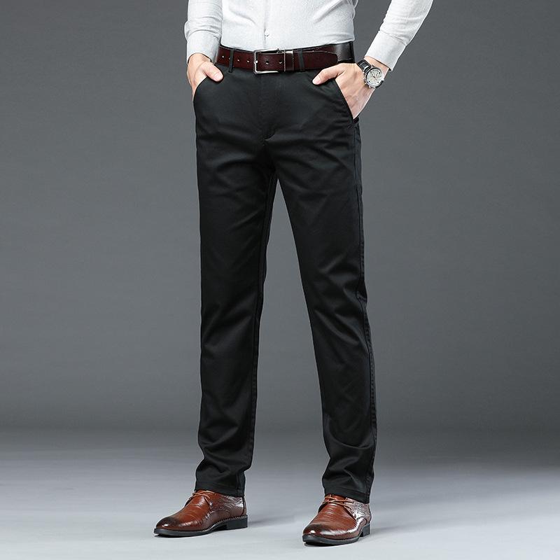 2025 Men's Thin Spring/Summer Casual Straight-Leg Pants for Middle-Aged Dads - Business/Work Style