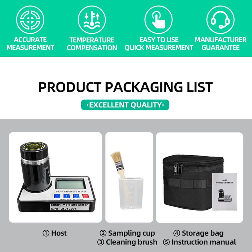 Coffee Bean Grain Moisture Meter for 19 Kinds Grains Hygrometer Humidity Tester Damp Detector Wheat Rice Grain Moisture Detector
