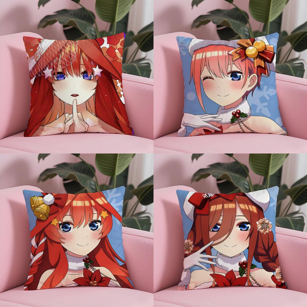 Quintuplets M-Miku N-Nakano W-Waifu Pillow Case Soft Plush Fabric Double-Sided Printed Cushion Cover Warm Winter Sofa
