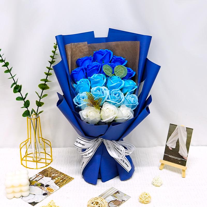 18 Rose Soap Flower Bouquet Gift Box for Qixi Valentine's Day