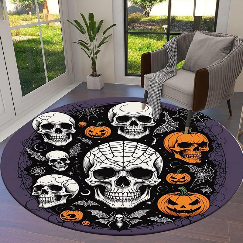 1pc Office Carpet Chair Mats Halloween Skulls Pumpkins Spider Web Perfect for Decorating Office Chairs, Living Rooms, Or Bedrooms.YDT257