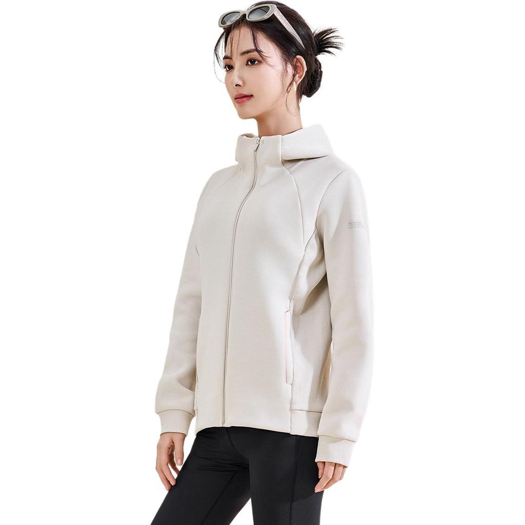 Anta Training Series Solid Color Zip-Up Hooded Comfortable Breathable Versatile Jacket Women jackets Triumphant-Gray 162517707S-2