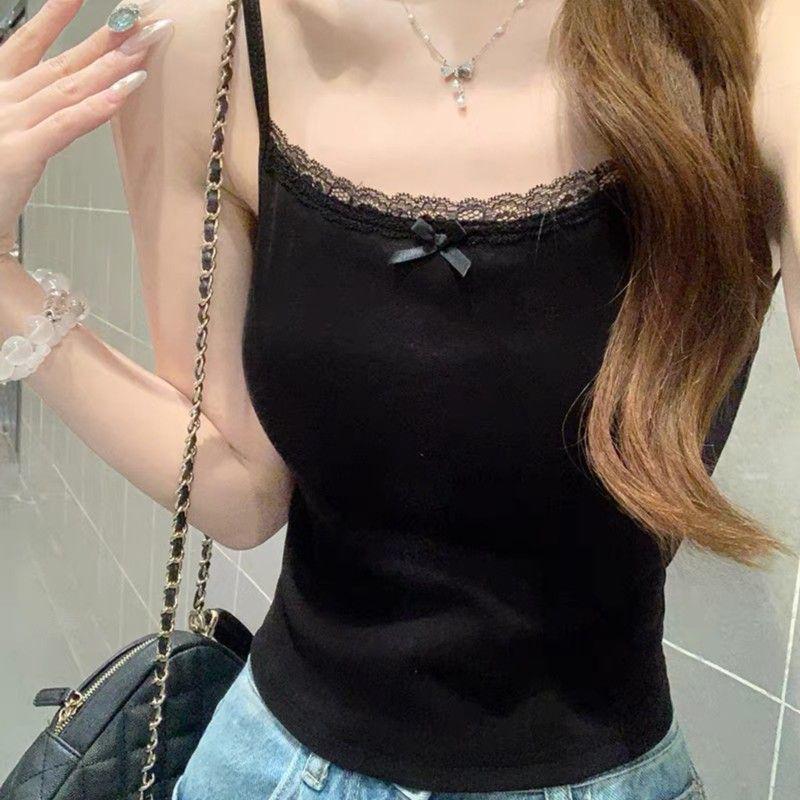 Women's Plus Size Lace Trim Cotton Camisole - Spring/Summer Sleeveless Slimming Base Layer Top