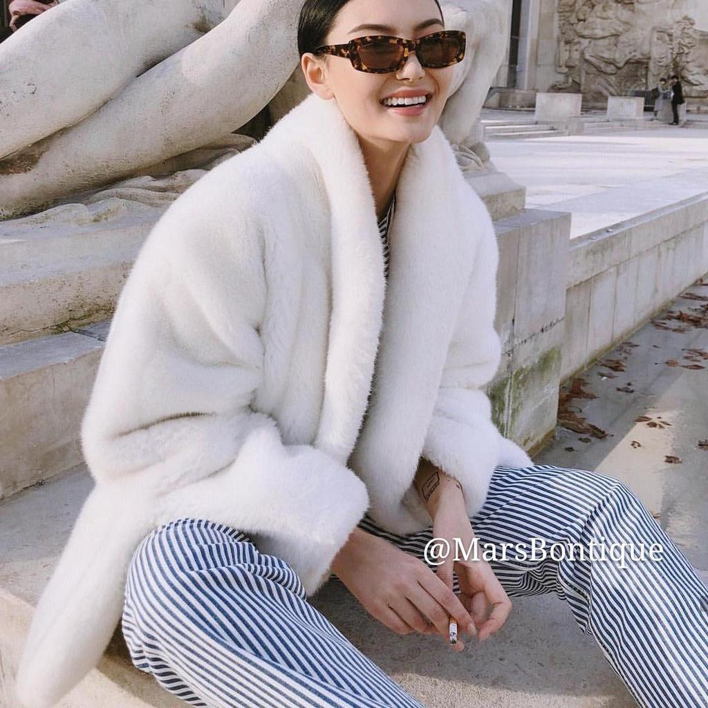 Winter Arrival: Elegant White Faux Fur Coat for Women