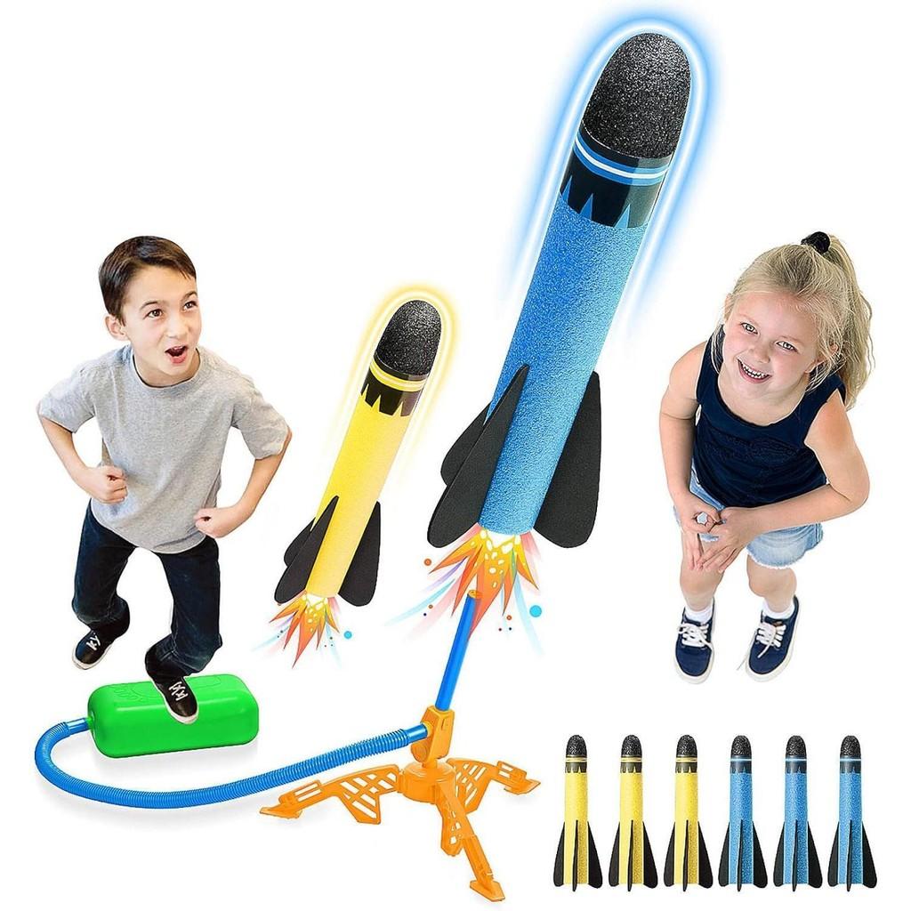 Kid-friendly Colorful Outdoor Toy Foot-powered Glowing Rocket Launcher For Fun Adventures