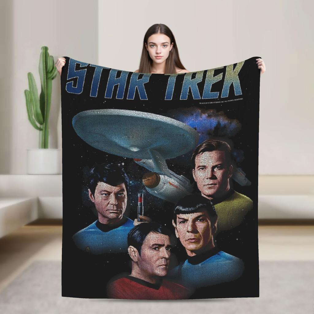 Stars Treks Discovery Enterprise Crest Blanket For Living Room Airplane Travel Flannel Bedspread Bed Cover