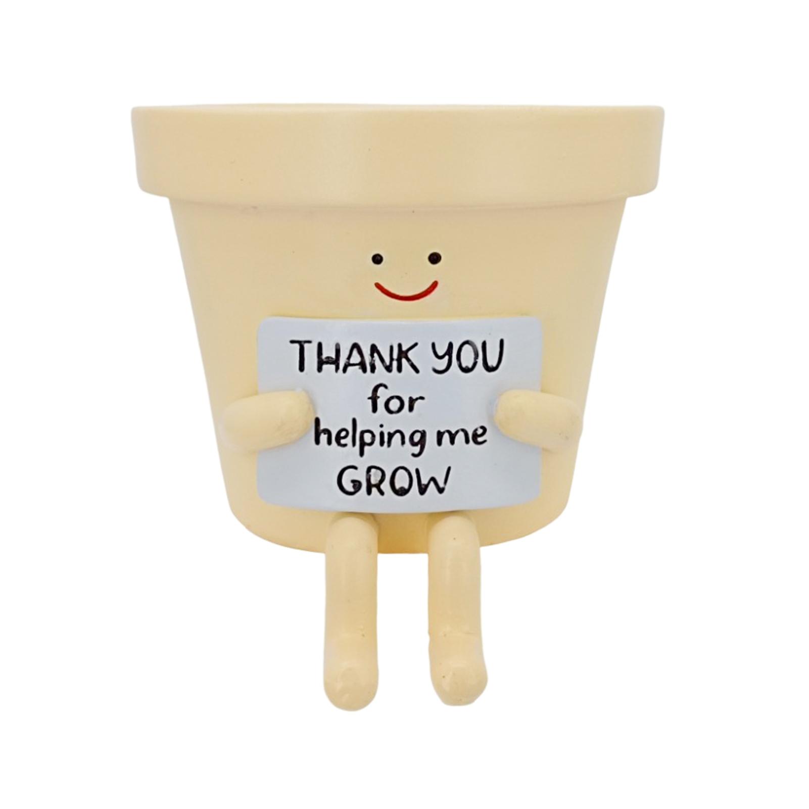 

Mini Thank You Planter Pot Smile Emote for Succulents Desk Decoration Home Office Use