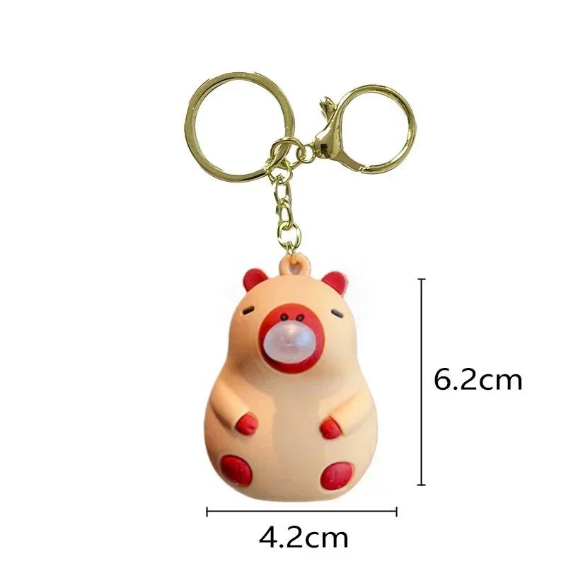 Capybara Pinch Music Toy Blowing Bubble Keychain Girls Capybara Doll Decompression Toys Children's Schoolbag Pendant