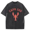 Cape Cod Lobster Black Graphic T Shirts Female Men's Cotton Breathable Washed T-Shirt Soft Printed Tops