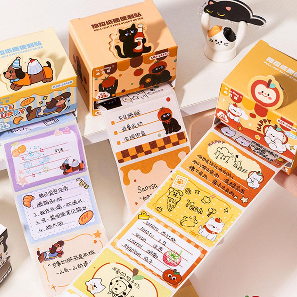 Pull-Out Sticky Notes Portable Self-Adhesive Notepad Animal Memo Pad Cartoon Boxed Memo Paper For Gift Student Dormitory