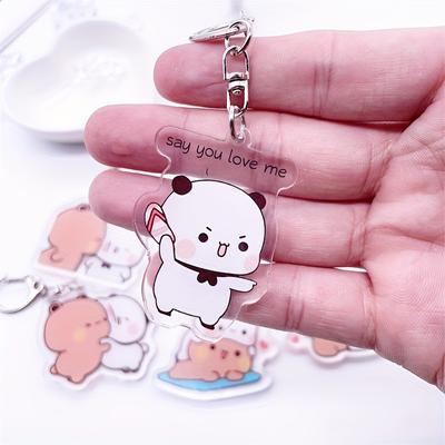 Cute Bubu Dudu Keychains Baby Grey Bear White Panda Keyring For Accessories Bag Pendant Key Chain Jewelry Fans Couple Love Gifts
