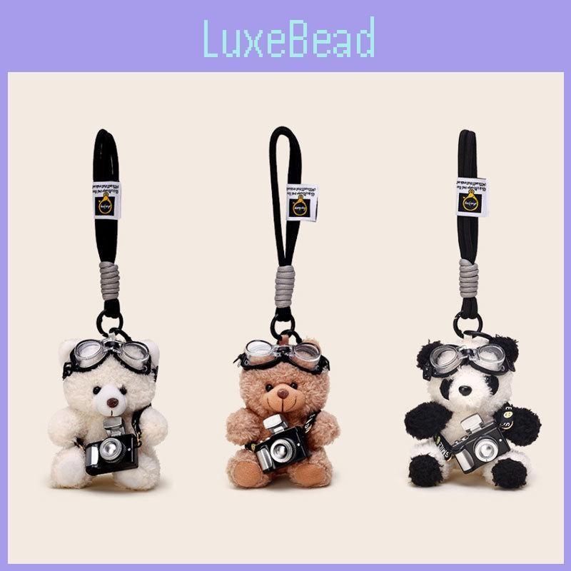 Pilot Bear Plush Keychain Doll Pendant With Flashing Camera For Collectors Kids