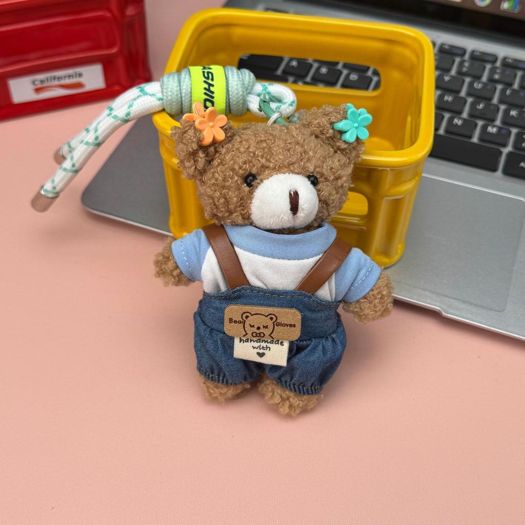 Cute Plush Bear Doll Pendant Creative Keychain Bag Charm Accessory Soft Stuffed Animal Toy Decoration