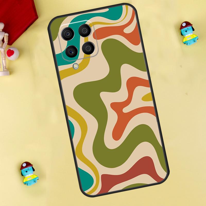 Liquid Swirl Pattern Beige Green Case For Samsung Galaxy M55 M14 M34 M54 M32 M52 M15 M11 M12 M13 M06 M16 M36 M56 M31 M53 M35