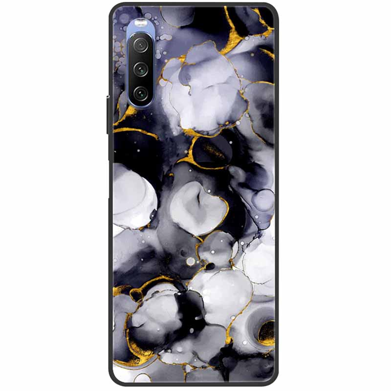 Soft Cover For Sony Xperia 10 III Case 5 III Soft Silicone Black Cases for Sony Xperia 1 III / Xperia1 XZ4 Covers Cool Marble