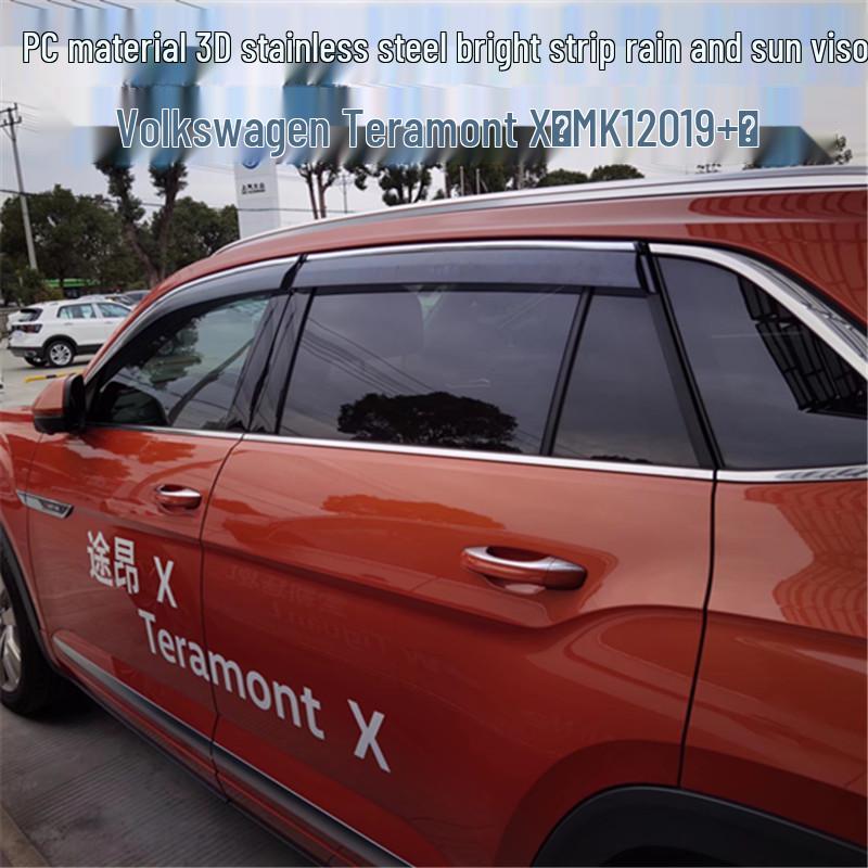 

Volkswagen Teramont/Teramont X Window Rain Guards Deflectors 3D stainless steel stripe, no logo