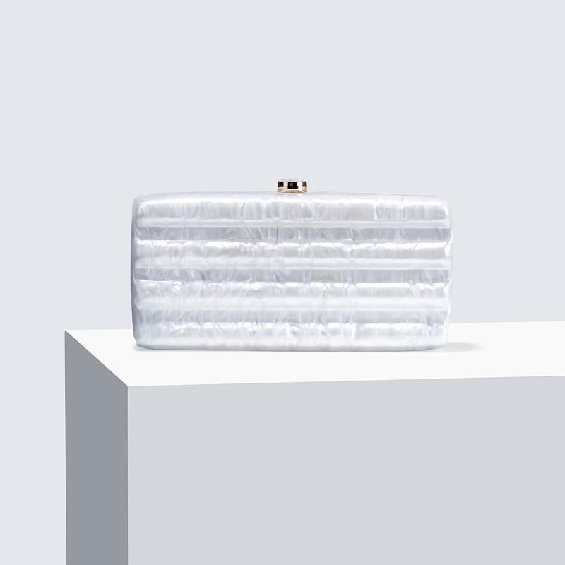 

2025 New Fashion Acrylic Long Evening Clutch Bags Luxury Designer Women Wedding Party Square Handbags Shoulder Bag
