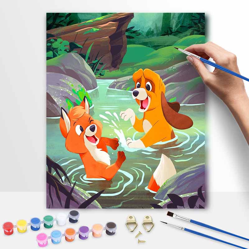 Disney Fox and Hound Oil Paint Art Painting Kit Home Wall Decor Handmade Gift for Friends and Families Art Lovers DIY Fun Hobby Project
