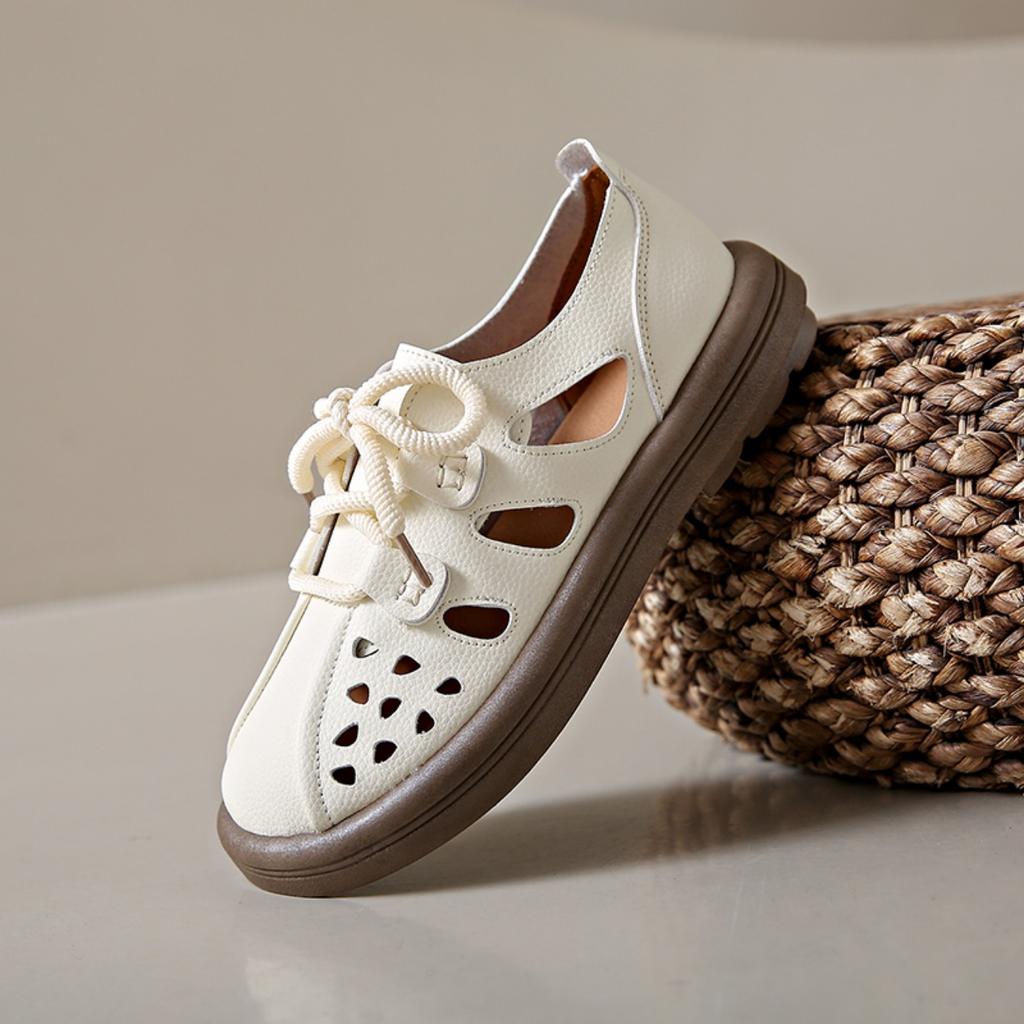 Leather Women Shoes Summer Non-slip Mommy Shoes Women Flats Fashion Ladies Sandals Woman Walking Shoes
