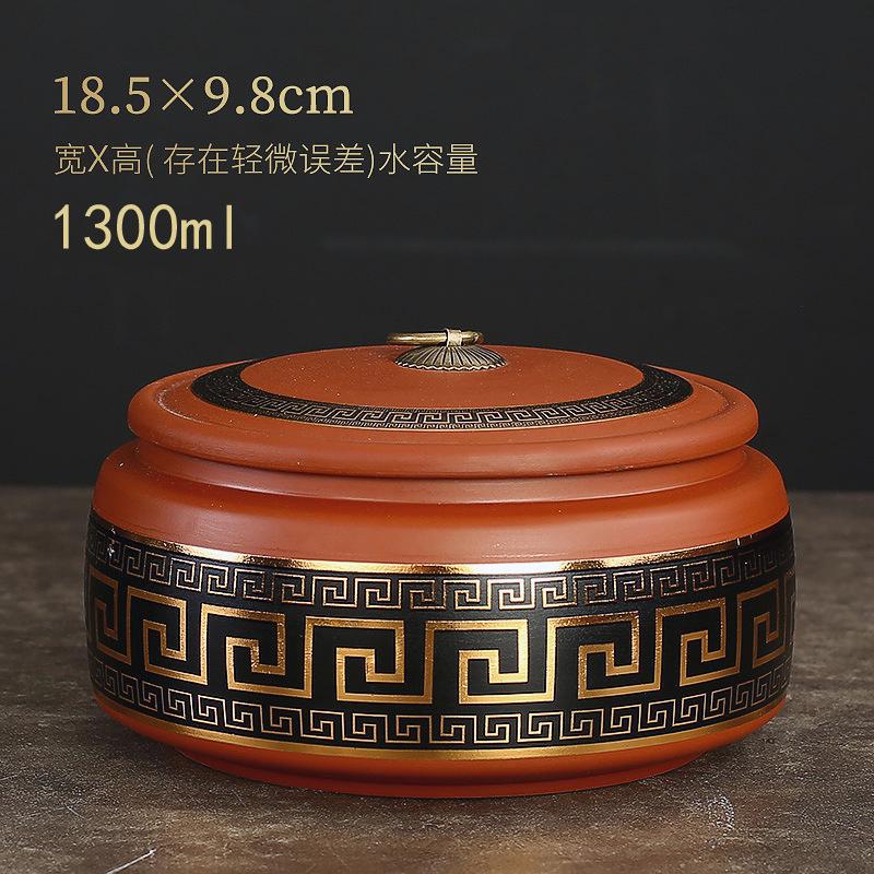 Creative Gold Plated Stripes Floral Ceramic Tea Jar Home Large Capacity Tea Sealed Storage Box Household Food Jar Container Home