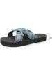 2024 Women's Large-Size Cross-Strap Denim Plaid Casual Beach Sandals