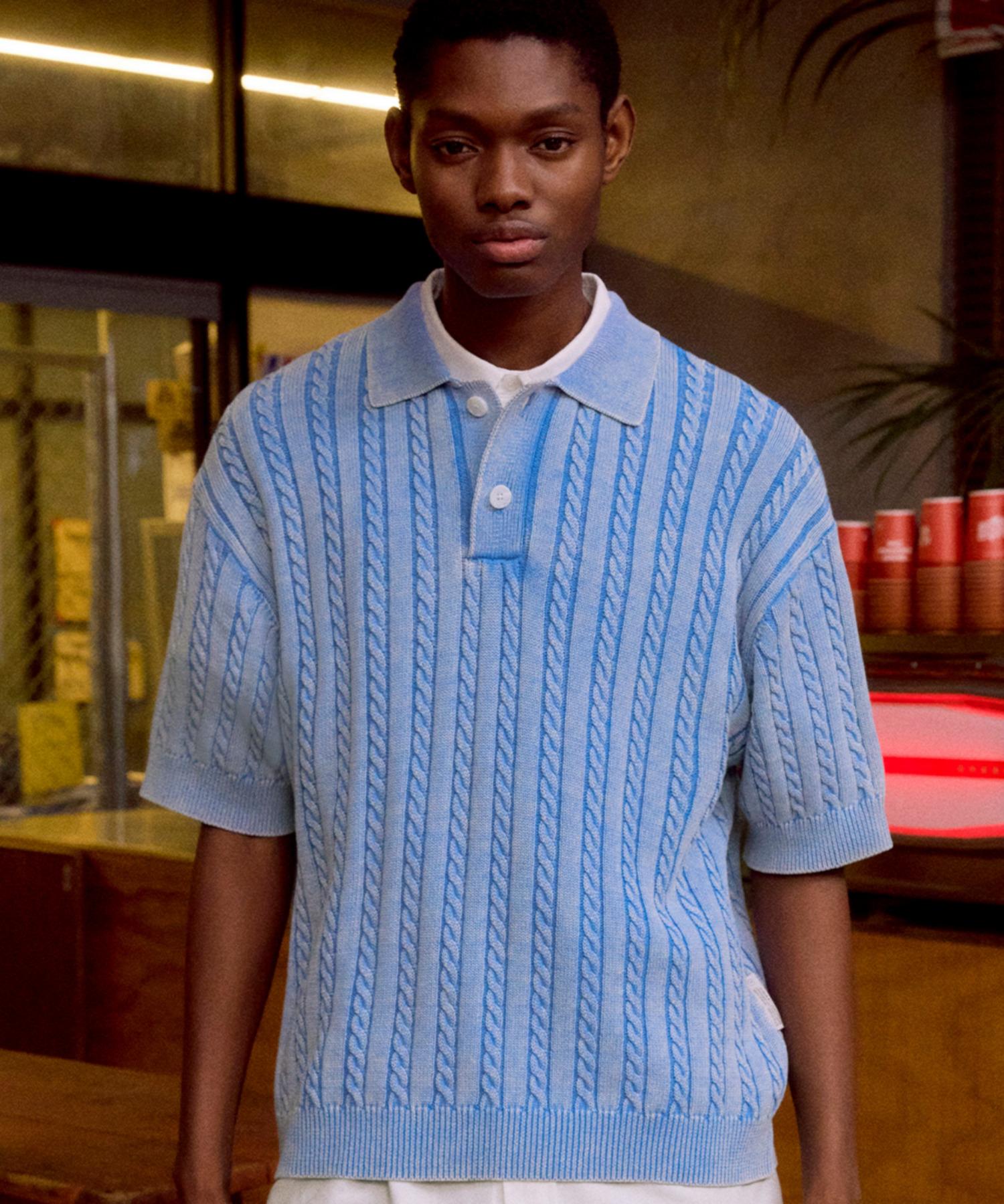 Dirty One Washed Cable Sweater (Powder Blue) Reference/2