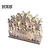 Wooden Holiday Ornament Christmas Napkin Holder for Table, Santa Snowman Reindeer Tree Cocktail Square Storage Tissue Dispenser Winter Parties,