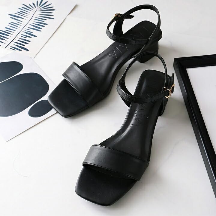 Sandale de damă Vivian Ankle Square Chunky M, cu curea, deget, toc, V33007SM, Bej, (23,0-23,5)