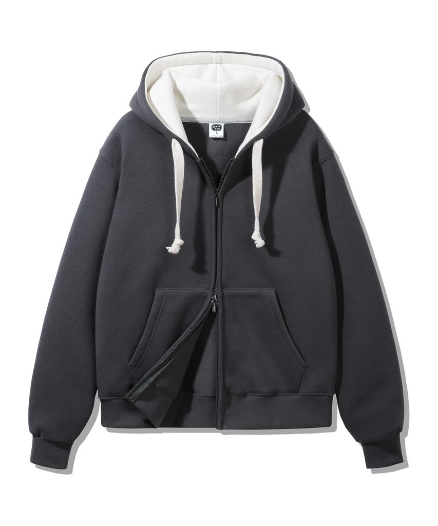 Alvinclo [Fleece-Lined] Hoodie Color Block Match Regular Fit Zip-Up Azh672 (4 Colors)
