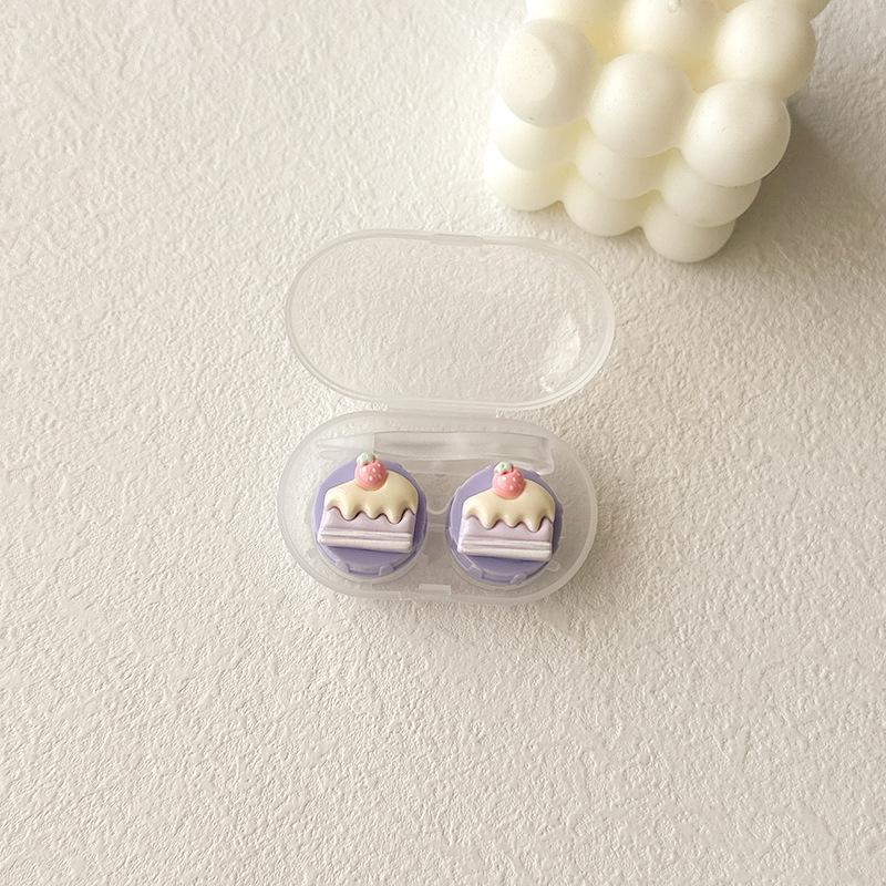 Women Contact Lense Kit Holder Container Cute Ice Cream Shape Contact Lens Case for Travel Party with Lenses Tweezers Gift