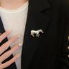 Metal Copper Metal Horse Brooch Vintage Animal Lapel Pins Luxury Zodiac Pony Pin  Suit Accessories