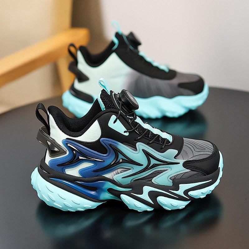 Boys Basketball Shoes With Rotation Buckle Lightweight Anti-Slip Outdoor Indoor Sports Sneakers Kids Ages 4-16