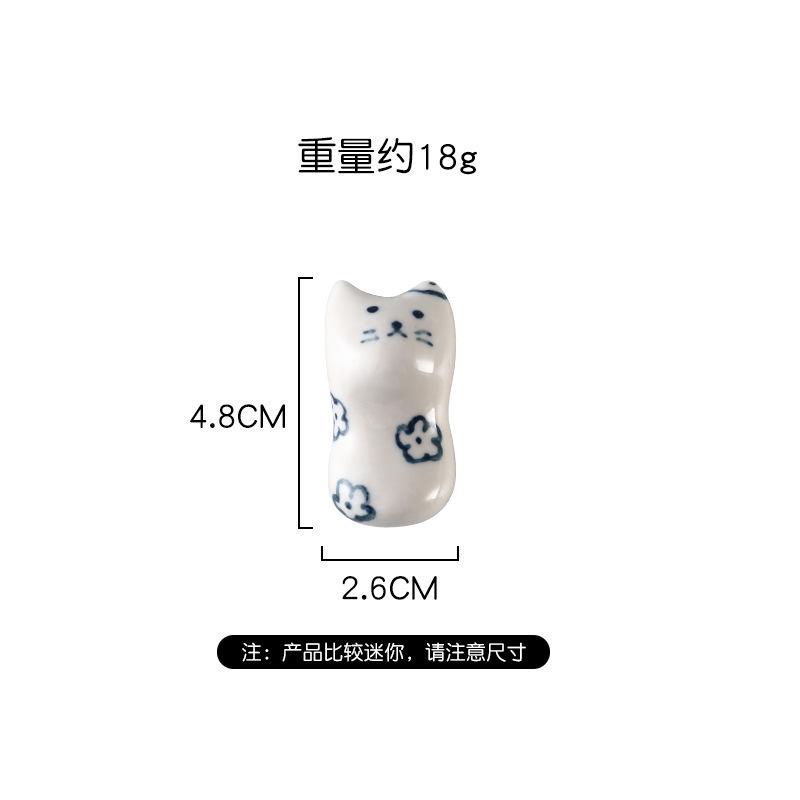 Hand-Painted Ceramic Chopstick Holder Pen Holder Cartoon Cat Japanese Ceramic Small Ornament Chopstick Holder Chopstick Holder Pillow