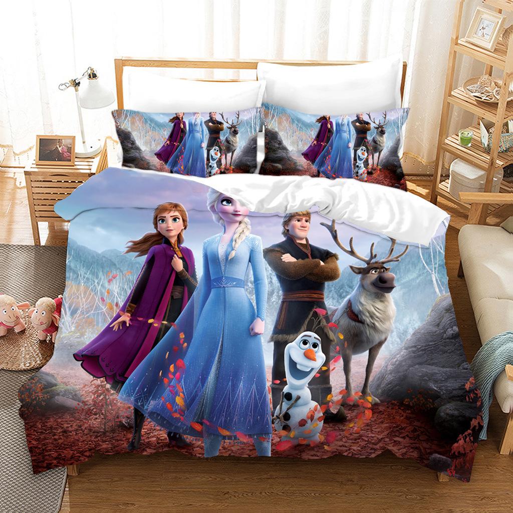 

Duvet Cover Princess Elsa Bedding Three-Piece Set 3D Cartoon Animation One Piece 140 * 210cm Weight 0.68kg