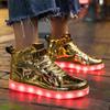 Chaussures montantes pour enfants qui s'allument Chargeur USB Basket LED Chaussures pour enfants Tendance Baskets lumineuses pour enfants Chaussures de sport Chaussures de tennis