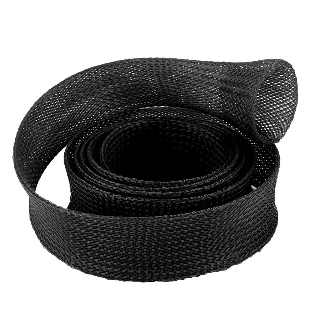 Braided Sleeve Expandable Casting Fishing Rod Pole Cover Protector (Black)