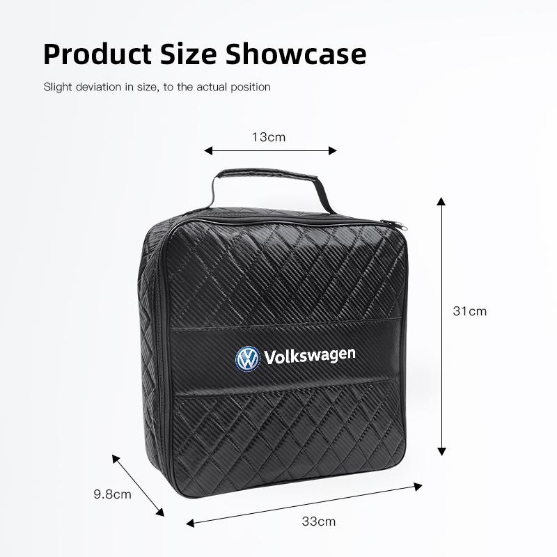 ABCD1 Car Trunk Leather Storage Bag NEV EV Charging Organizer Box For VW Golf Polo Tiguan Touran Jetta Passat CC T5 GTI Magotan Arteon