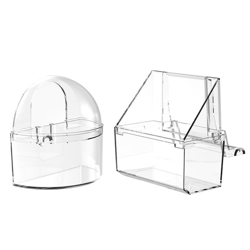 Transparent Parrot Feeder Bird Food Bowl Hangable Detachable With Stand Prevent Scattering Dispenser Parrots Food Container