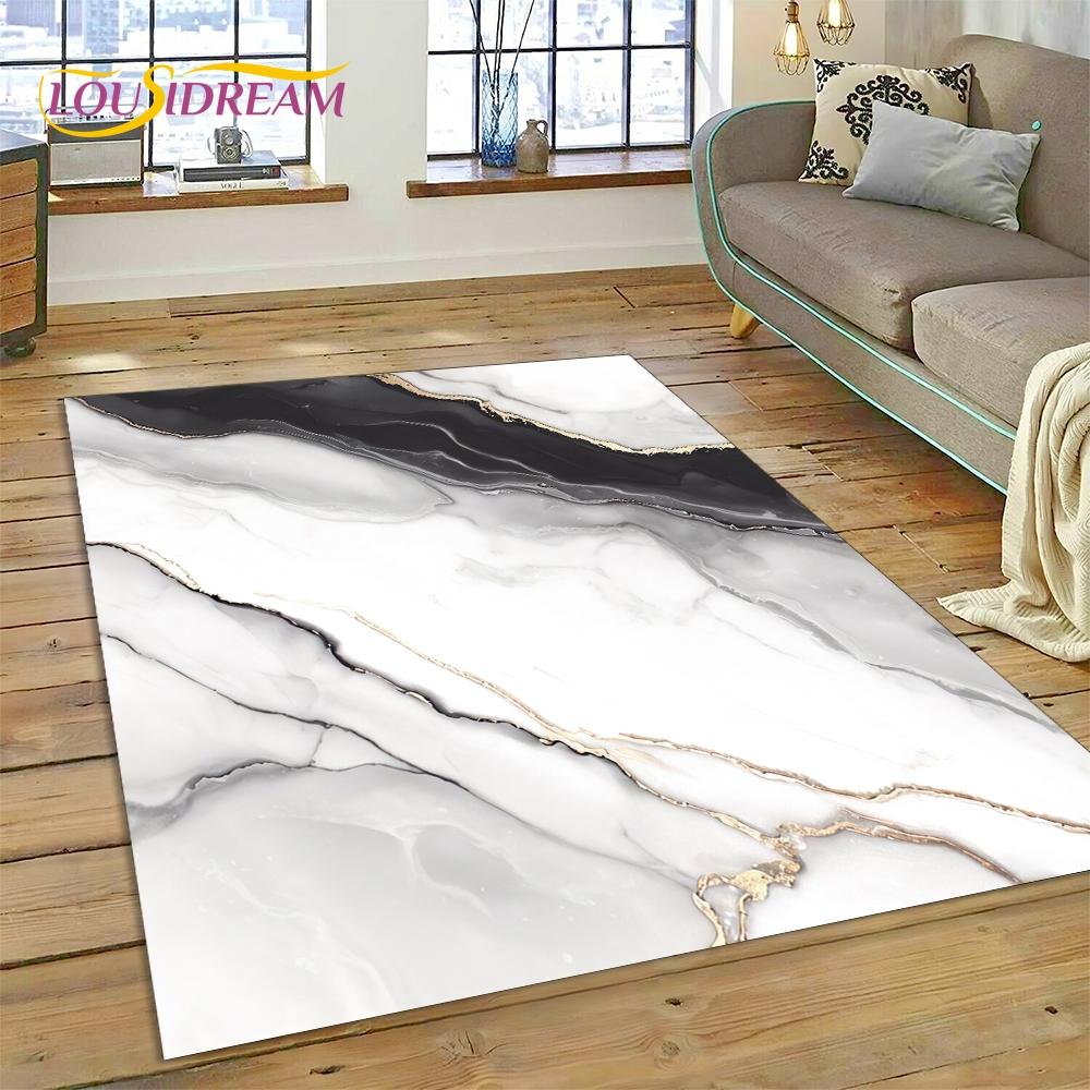 3D Luxurious Marble Colorful Gold Color Carpet Rug for Home Living Room Bedroom Sofa Doormat Decor,Area Rug Non-slip Floor Mat