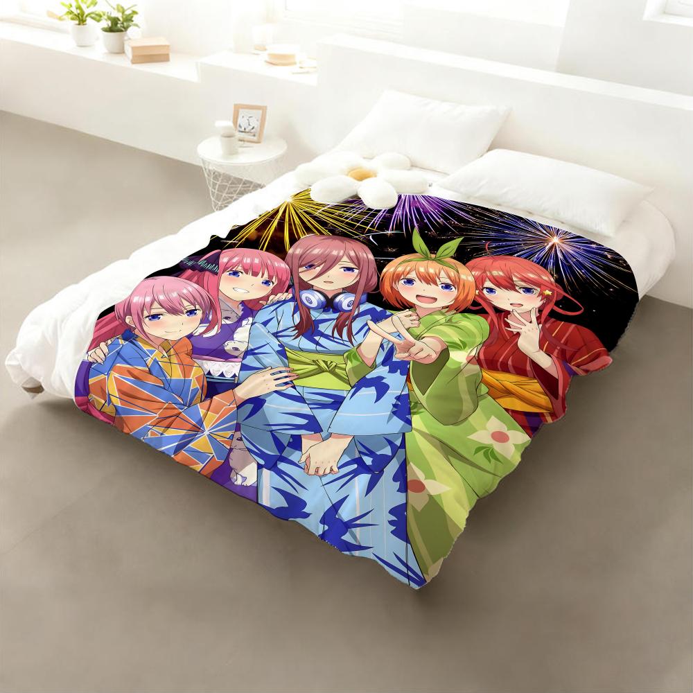 

Anime The Quintessential Quintuplets Throw Flannel Throw Blanket: Soft Kid-Friendly Warm Anti-Static All Season Washable Couch 75x90cm
