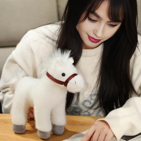 Huggable Pony Plush Toy for Kids Soft Stuffed Animal for Bedtime & Cuddling Realistic Spotty Horse Doll Gift for Children Toddlers