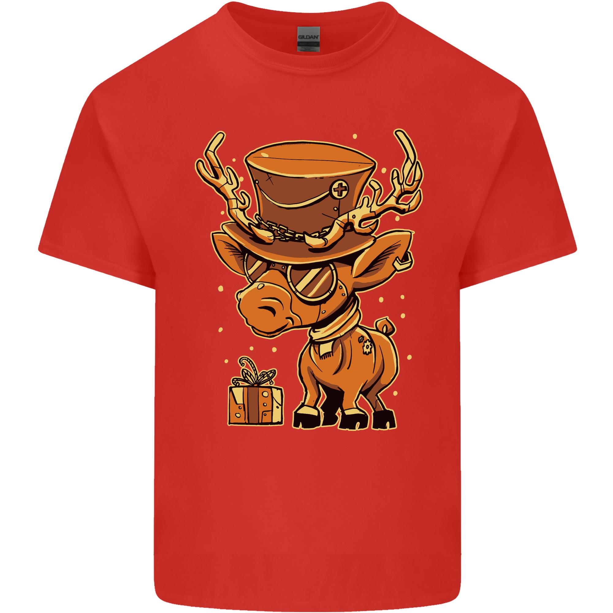 Steampunk Reindeer Funny Christmas Unisexs Light Cotton TShirt S