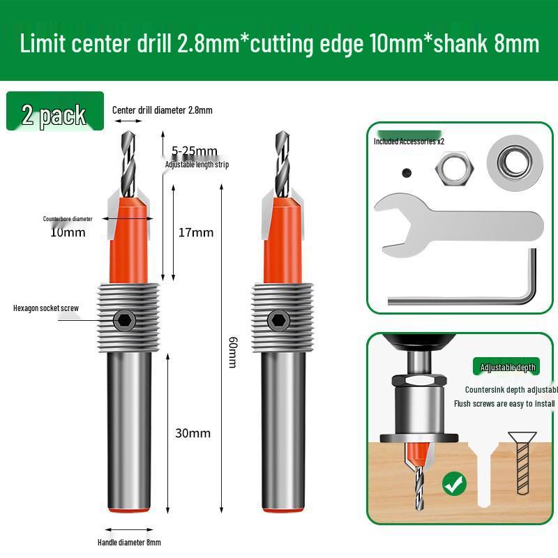 Countersink Drill Bit Depth Stop for Woodworking and Screw Holes
