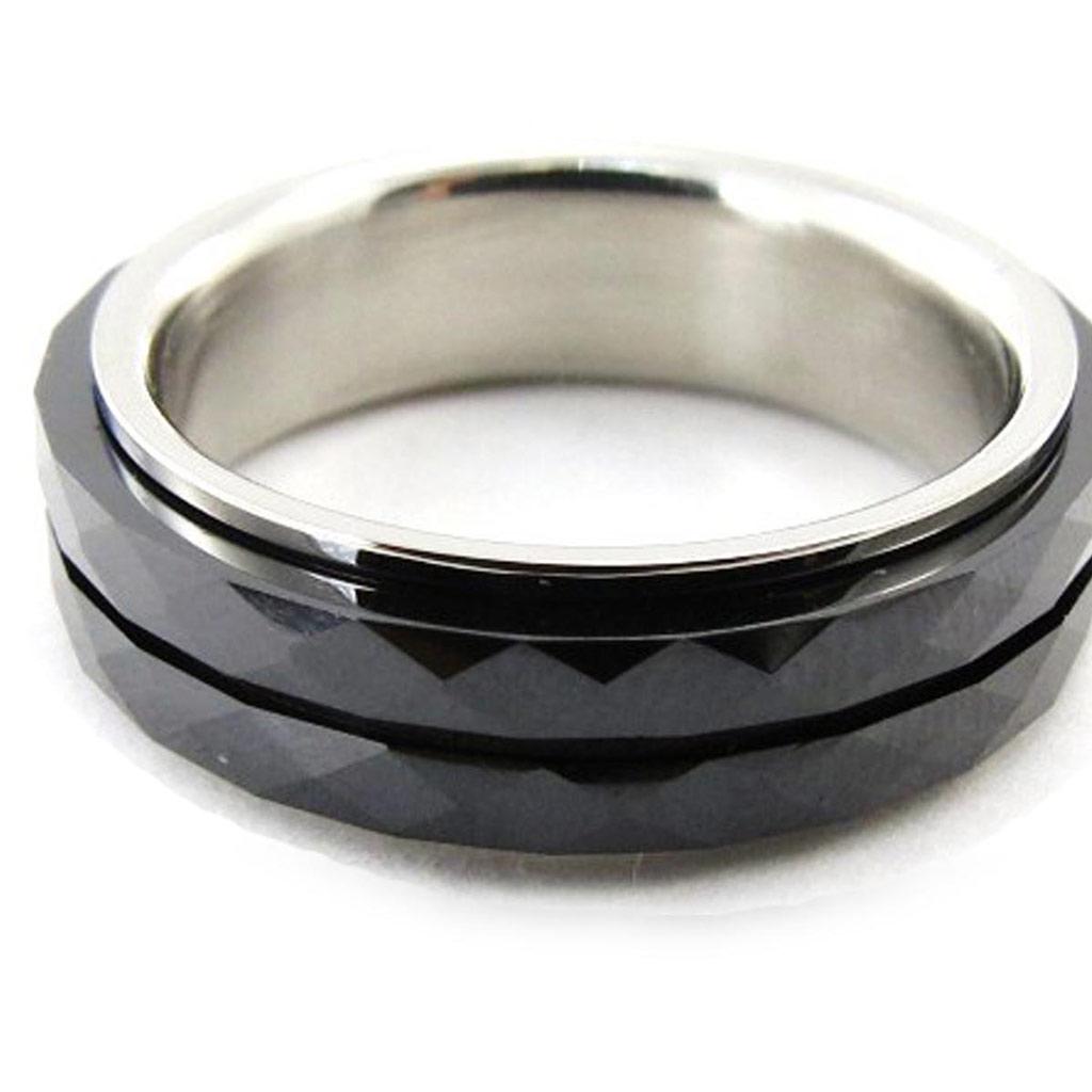 Męski pierścionek 'Peaceful' ze stali czarnej ceramiki