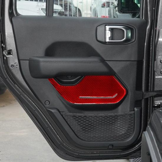 2Pcs Red Carbon Fiber Rear Door Panel Cover Trim For Jeep Wrangler JL Gladiator