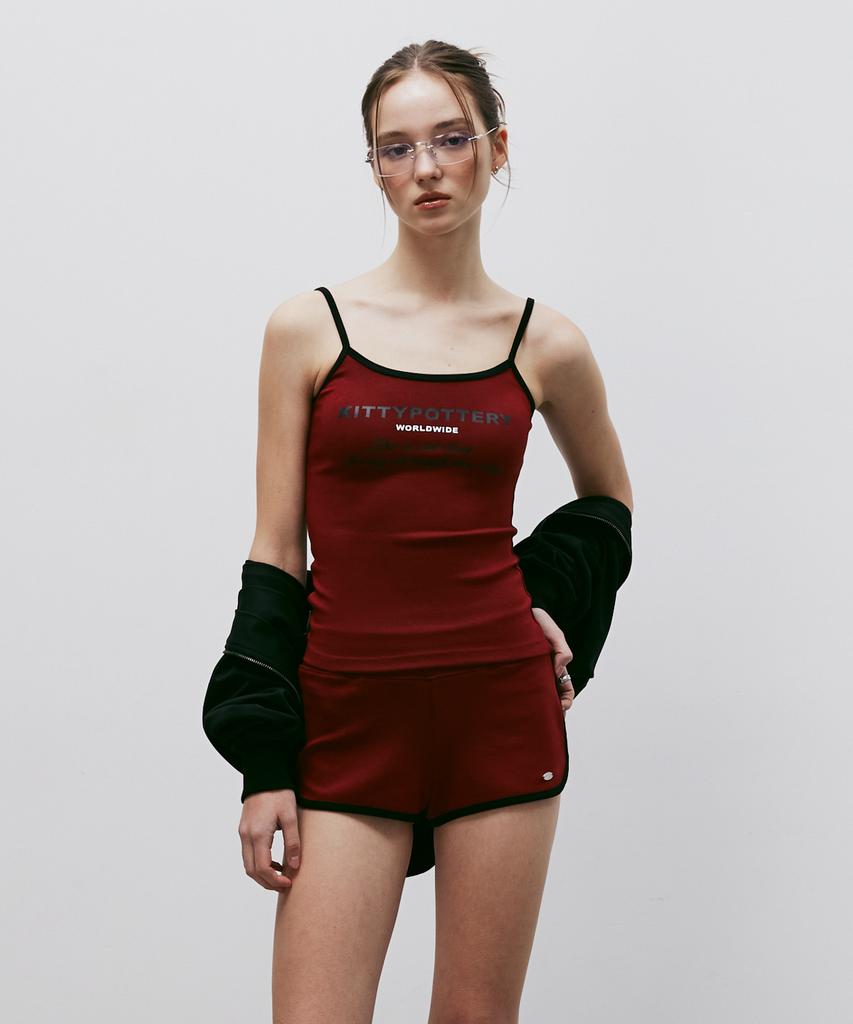KITTY POTTERY Sporty Dolphin Shorts (Wine Red)