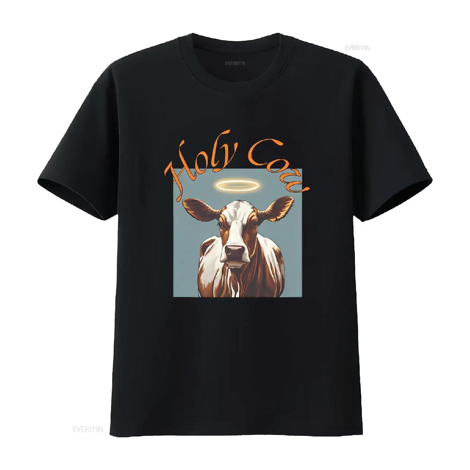 Holy Cow Softstyle T Shirt Humor vintage Washed homme Unisex Versatile Breathable designer clothes graphic Stylish S чёрный