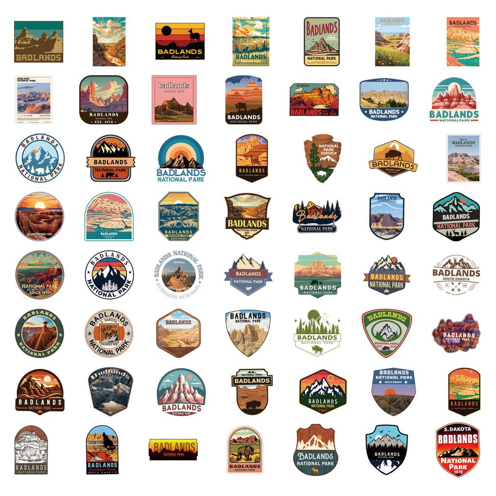 55 Badlands National Park Graffiti Stickers Decorative Scooter Waterproof Stickers
